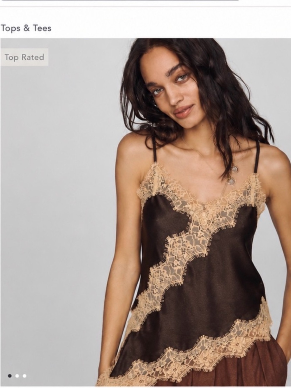 Anthropologie Black Slip Dress with Cream Lace Trim